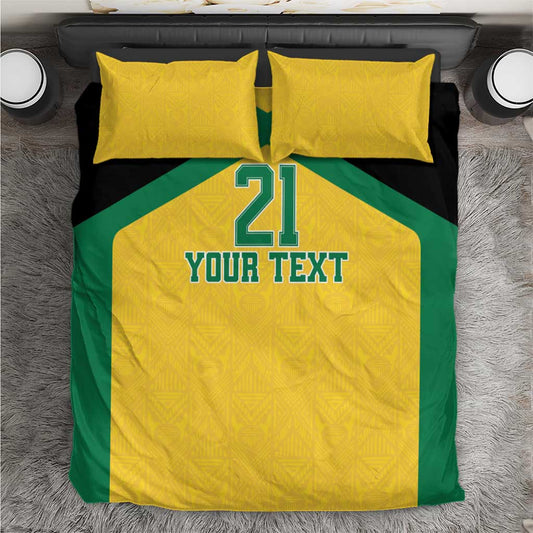 Afro-Jamaicans Football Custom Bedding Set Gold Ethnic Motifs LT9