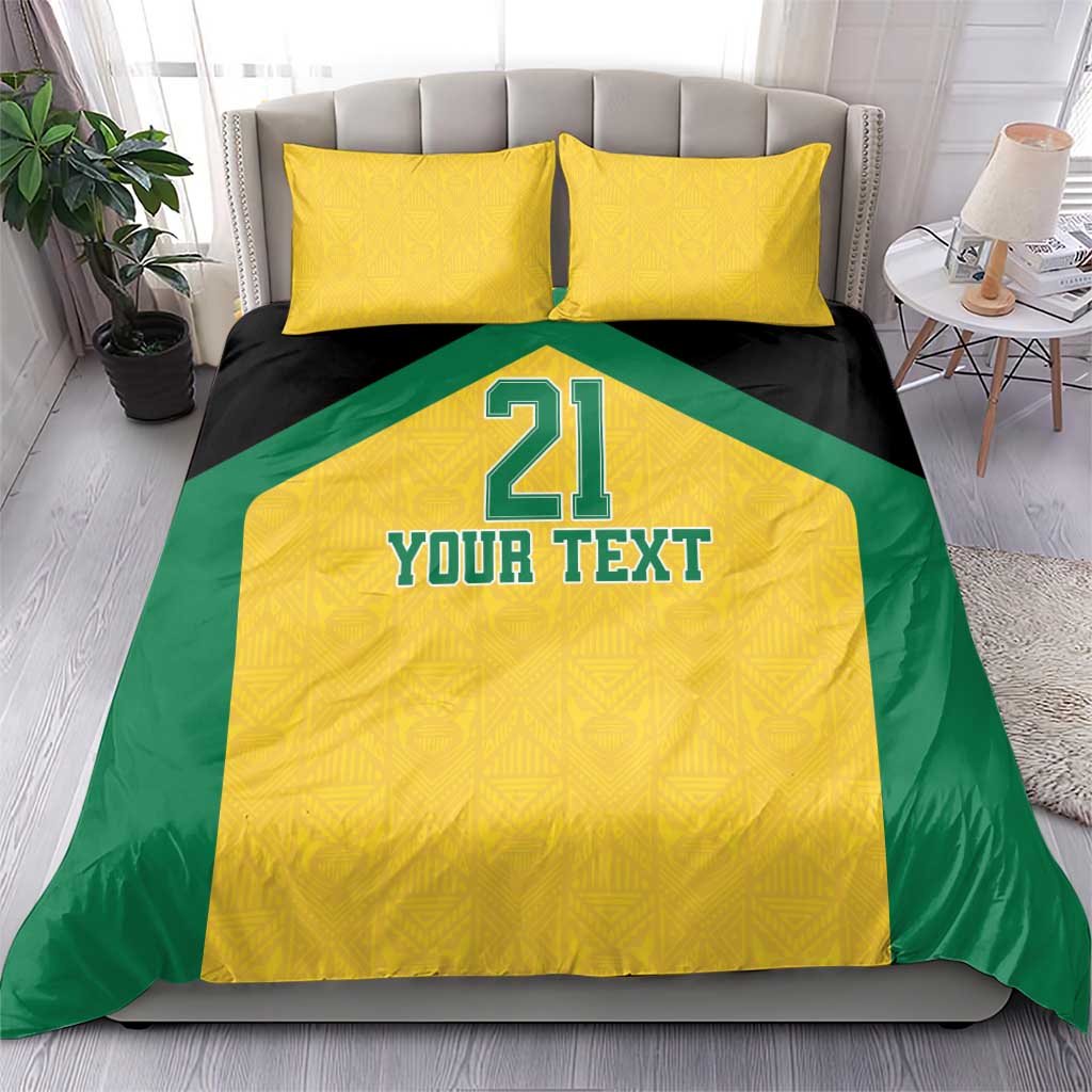 Afro-Jamaicans Football Custom Bedding Set Gold Ethnic Motifs LT9