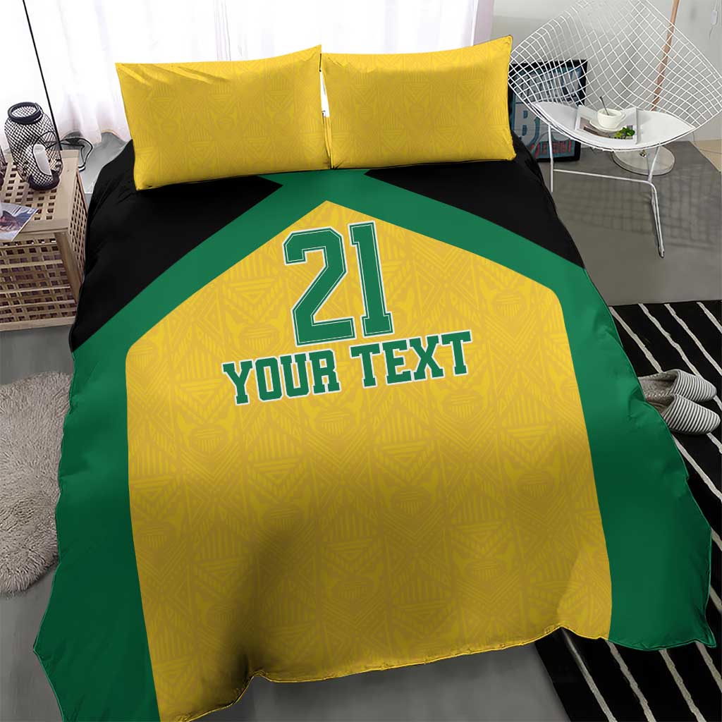 Afro-Jamaicans Football Custom Bedding Set Gold Ethnic Motifs LT9