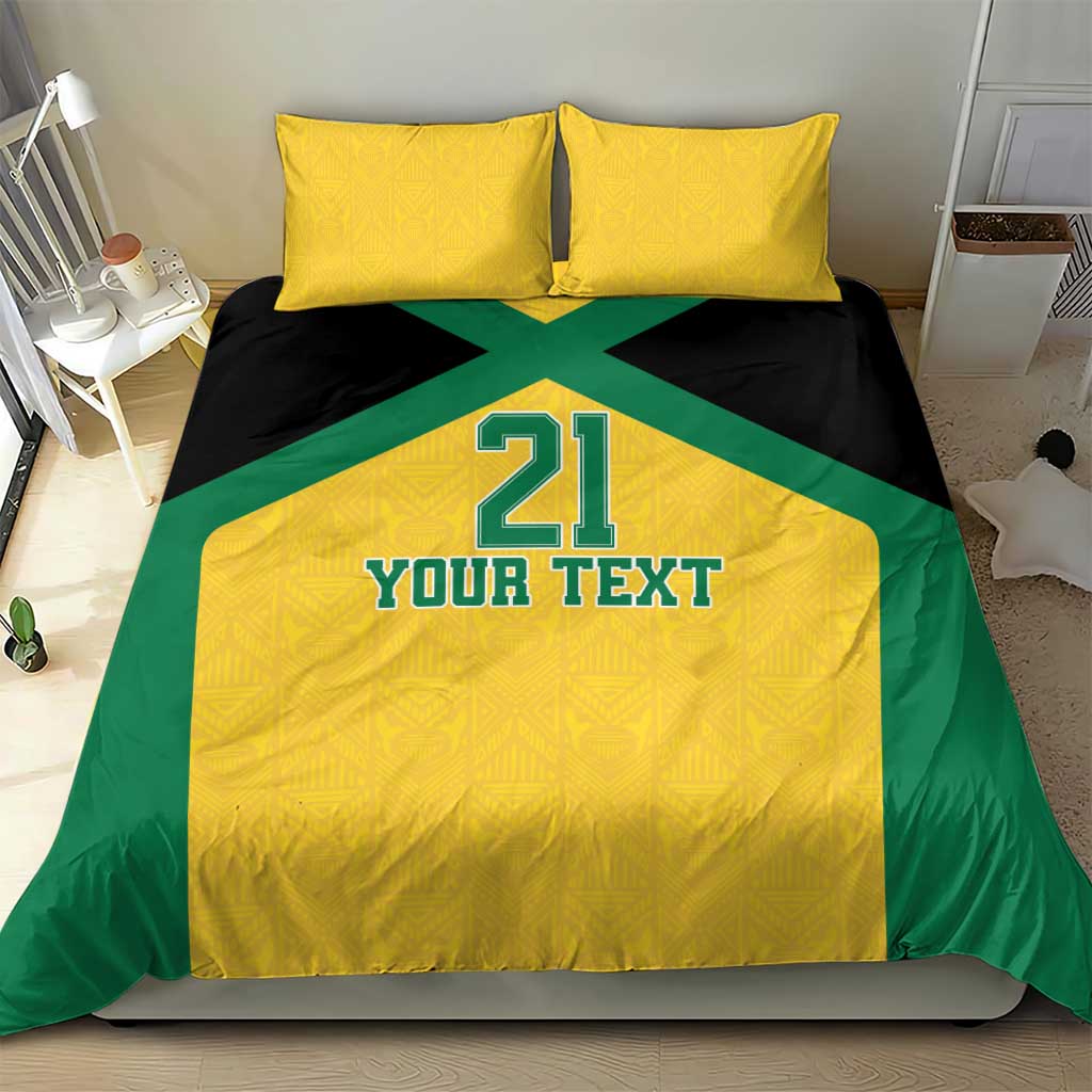 Afro-Jamaicans Football Custom Bedding Set Gold Ethnic Motifs LT9