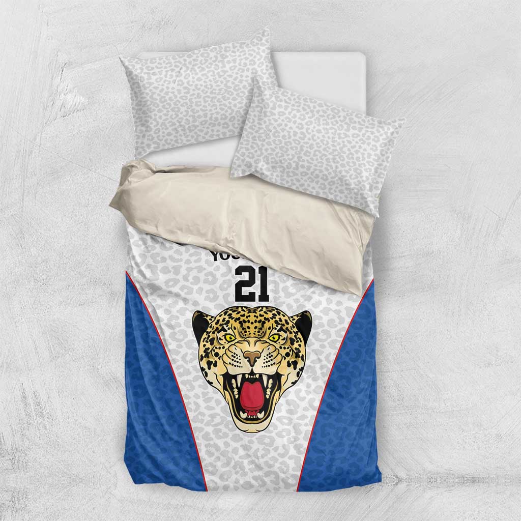 Africa DR Congo Football Custom Bedding Set White Leopard Skin Pattern LT9