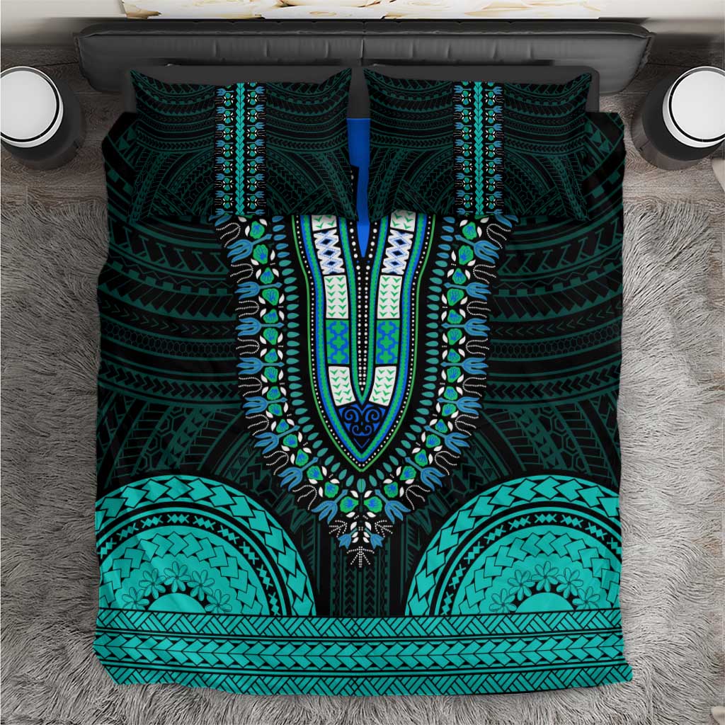 African Dashiki and Polynesian Pattern Bedding Set Teal LT9