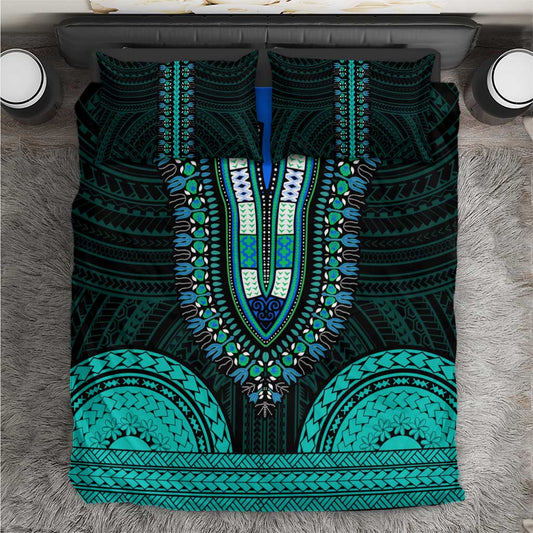 African Dashiki and Polynesian Pattern Bedding Set Teal LT9