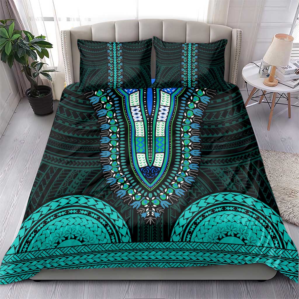 African Dashiki and Polynesian Pattern Bedding Set Teal LT9