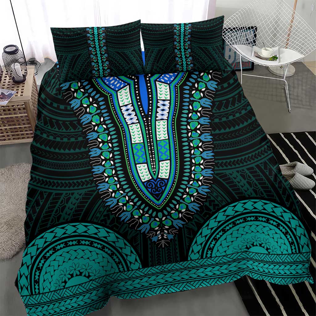 African Dashiki and Polynesian Pattern Bedding Set Teal LT9