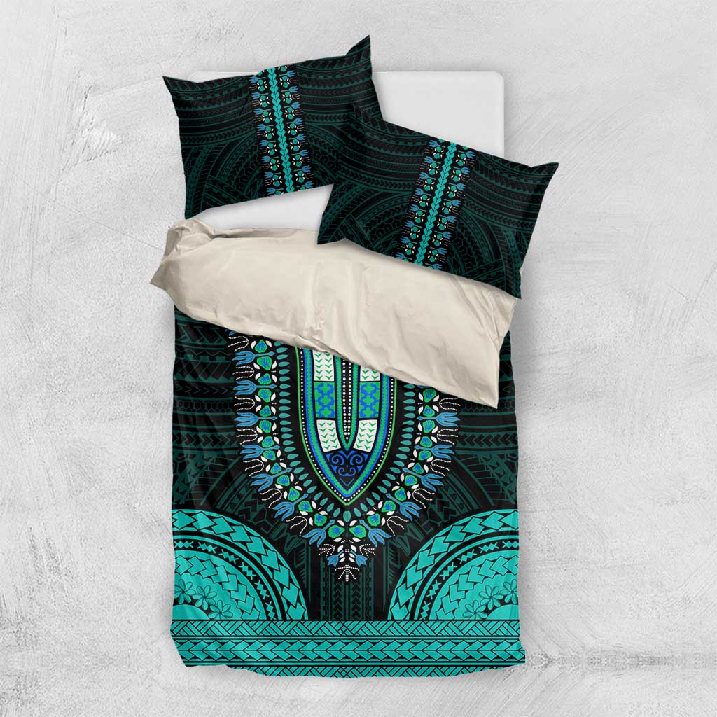 African Dashiki and Polynesian Pattern Bedding Set Teal LT9