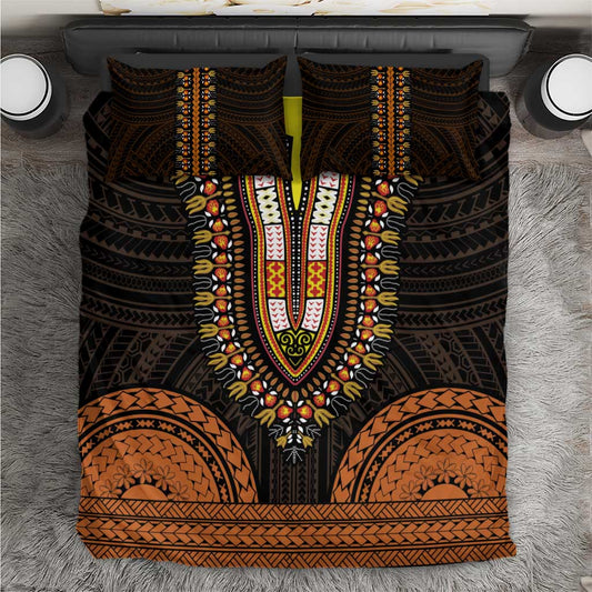 African Dashiki and Polynesian Pattern Bedding Set Gold LT9