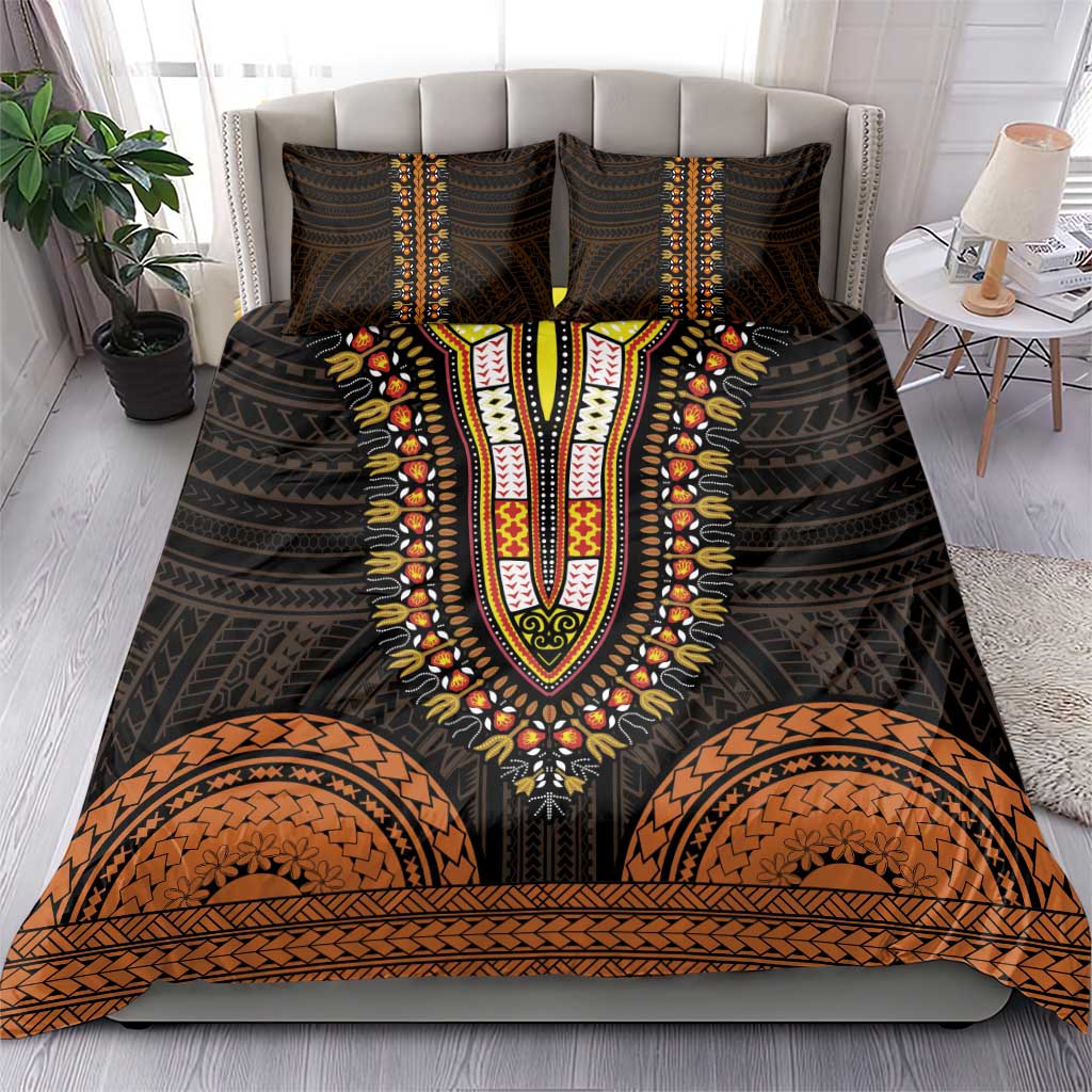African Dashiki and Polynesian Pattern Bedding Set Gold LT9