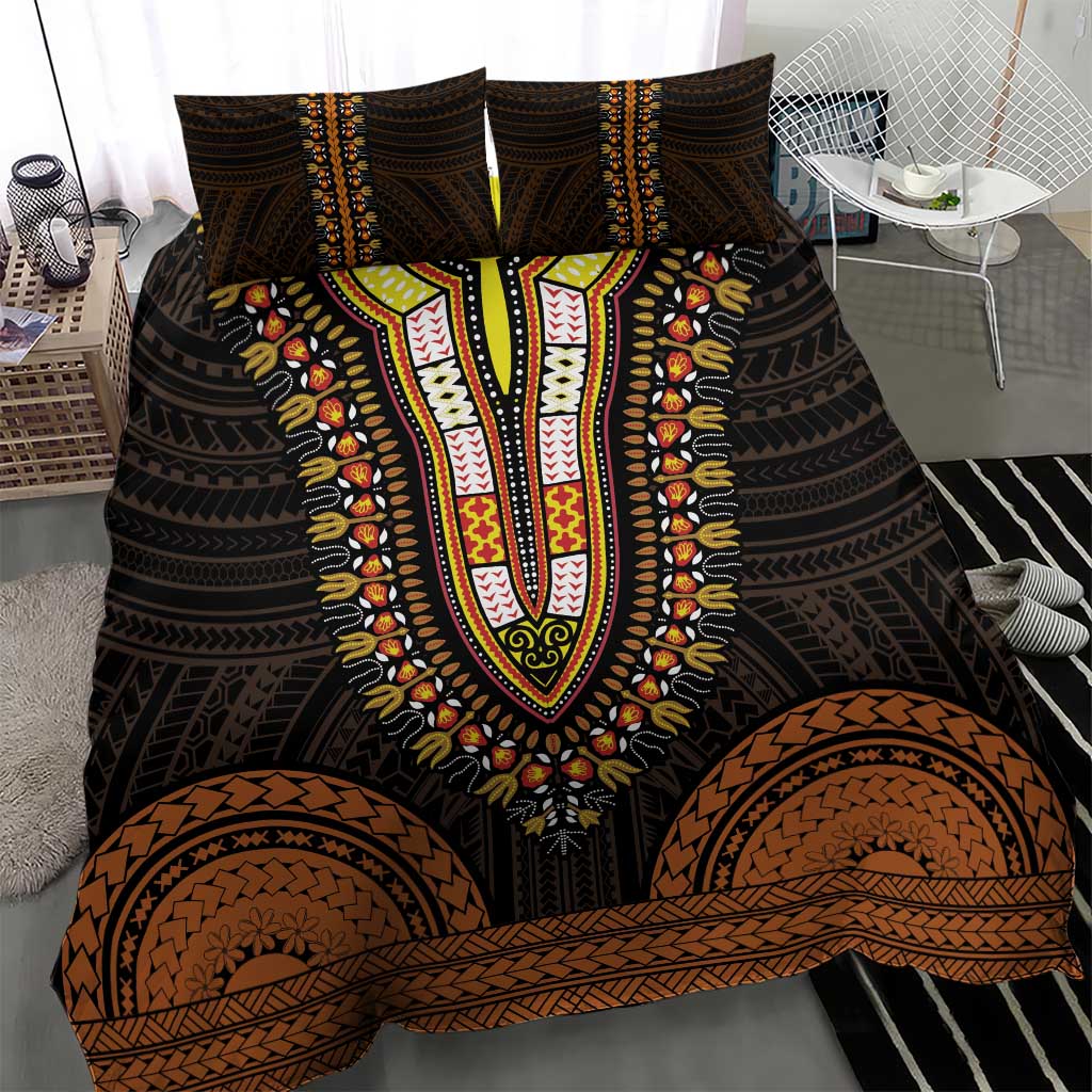 African Dashiki and Polynesian Pattern Bedding Set Gold LT9