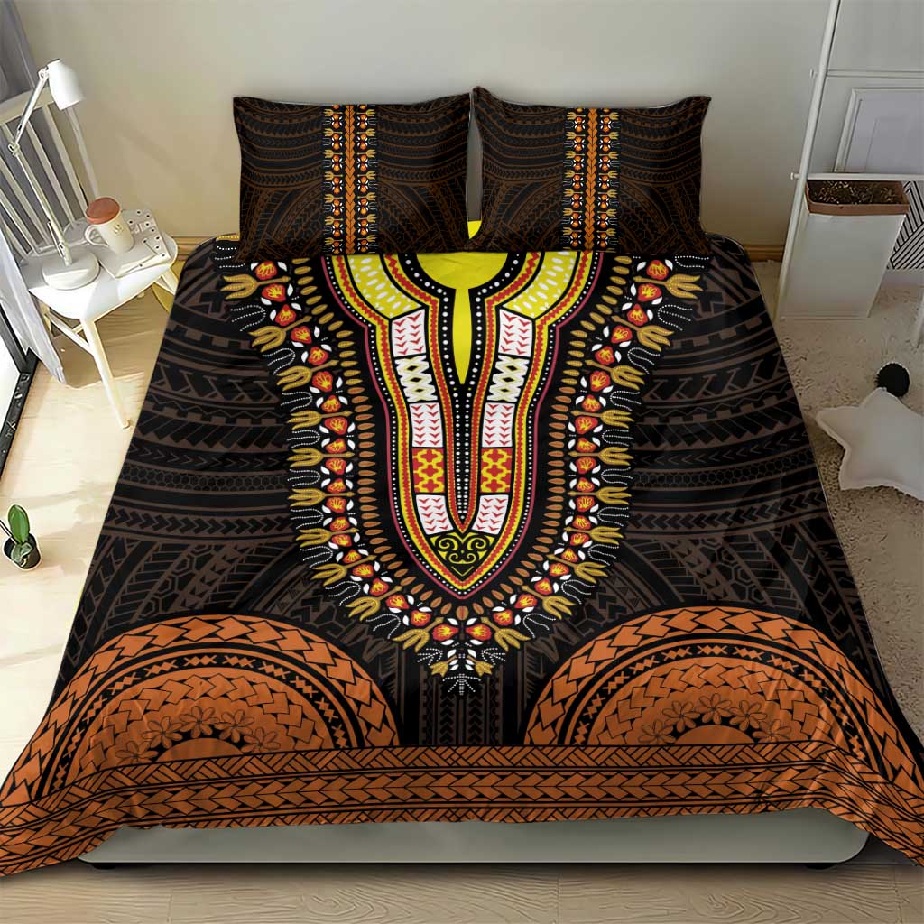 African Dashiki and Polynesian Pattern Bedding Set Gold LT9