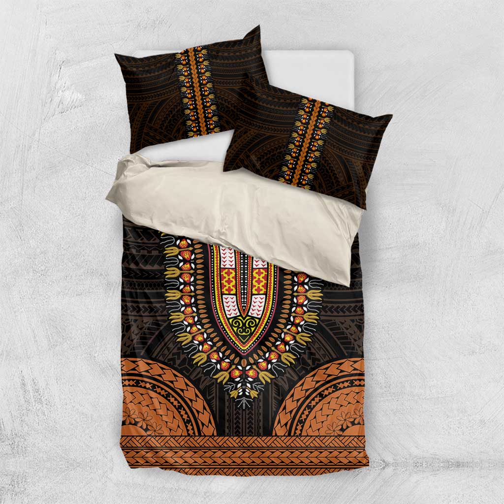 African Dashiki and Polynesian Pattern Bedding Set Gold LT9