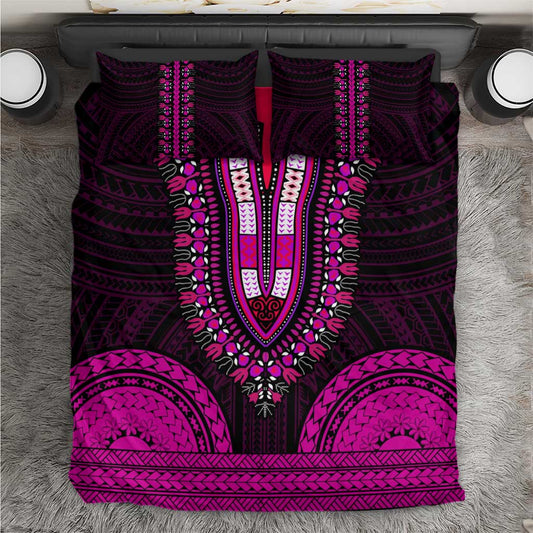 African Dashiki and Polynesian Pattern Bedding Set Pink LT9