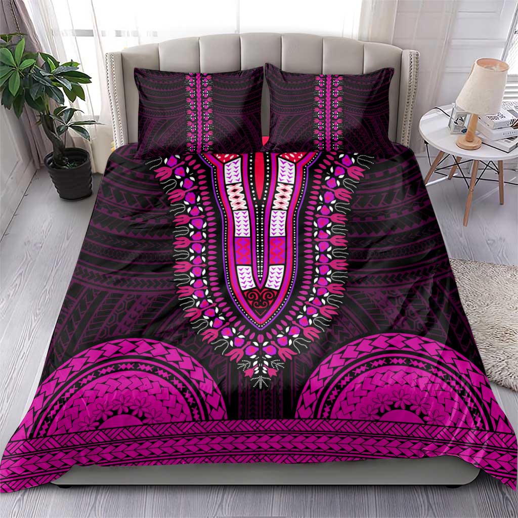African Dashiki and Polynesian Pattern Bedding Set Pink LT9