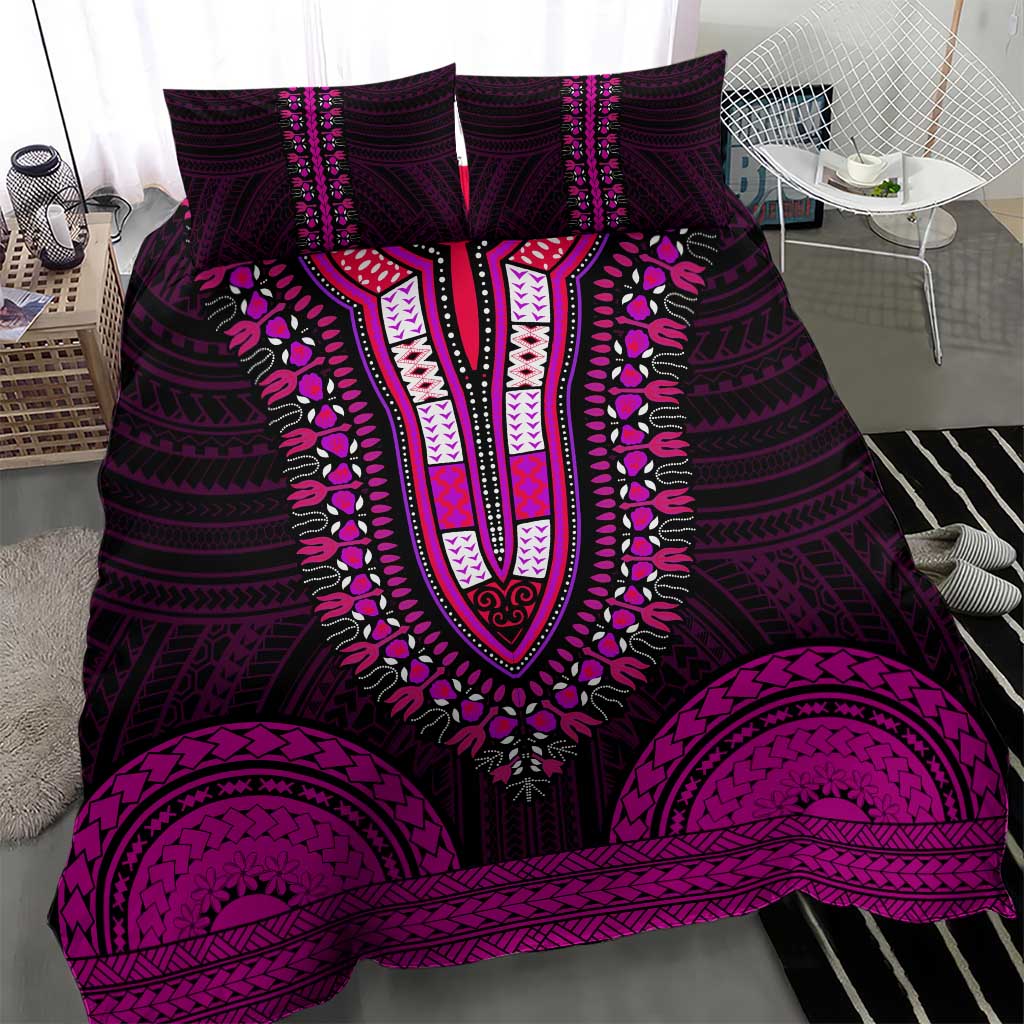 African Dashiki and Polynesian Pattern Bedding Set Pink LT9