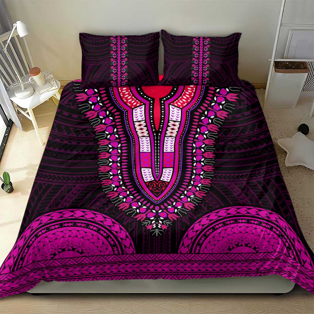 African Dashiki and Polynesian Pattern Bedding Set Pink LT9