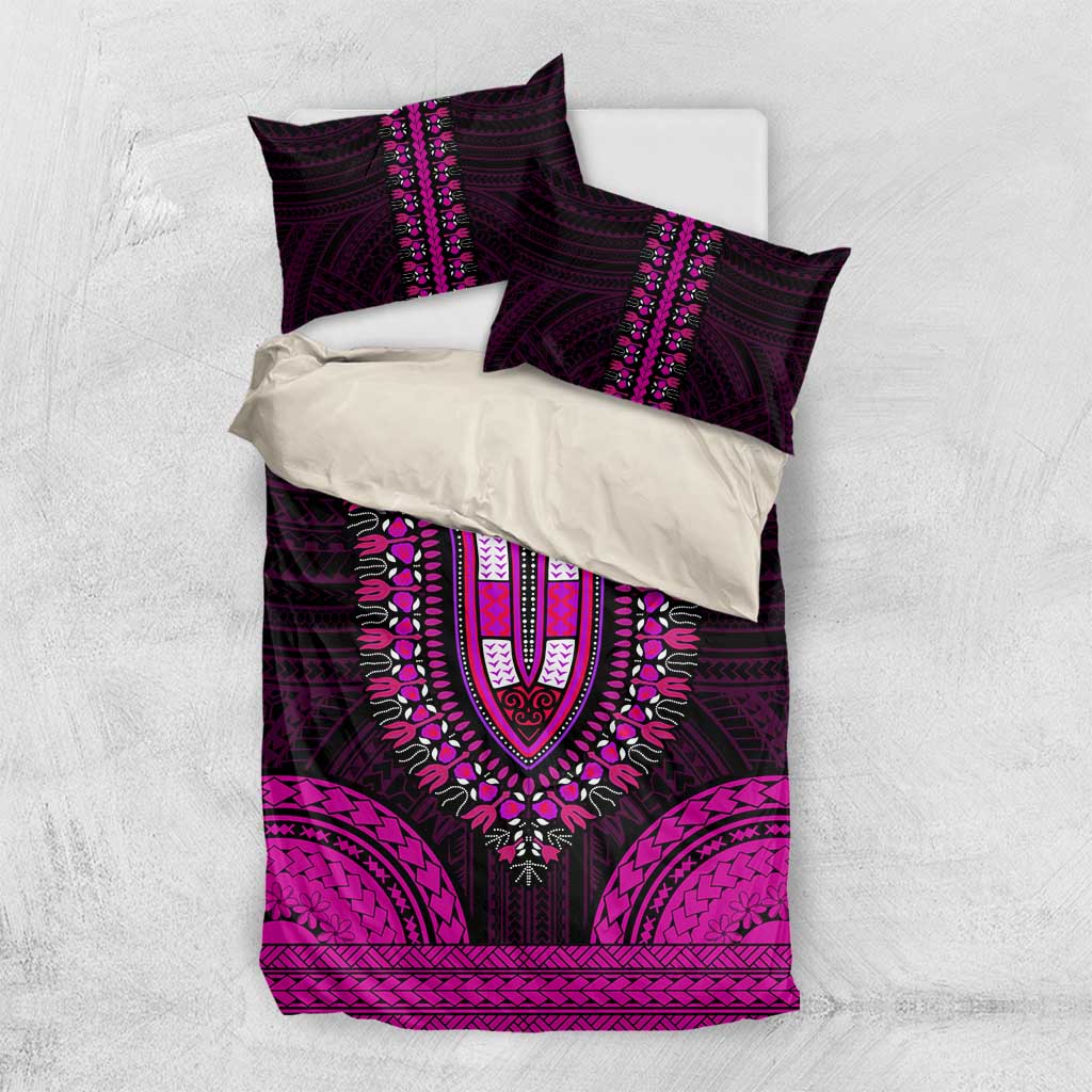 African Dashiki and Polynesian Pattern Bedding Set Pink LT9