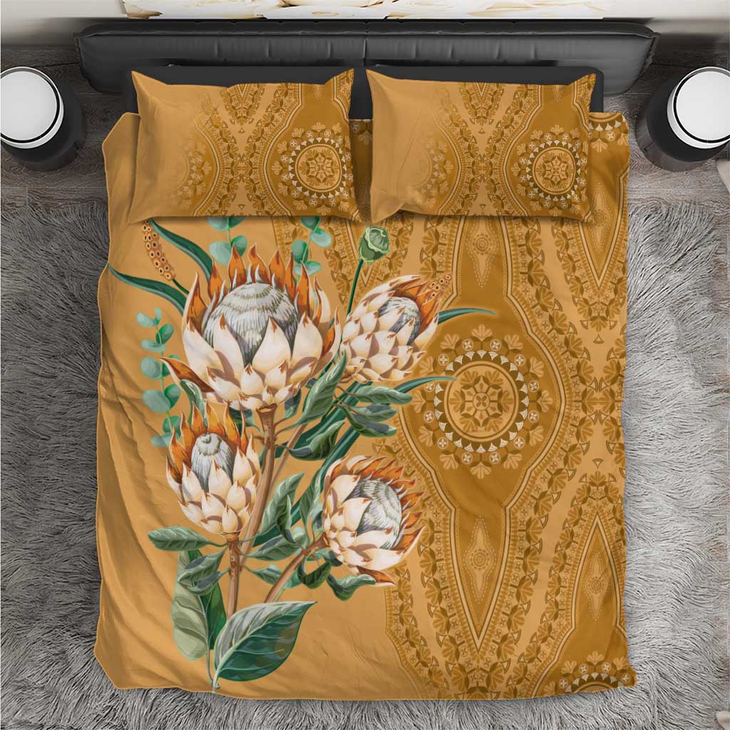 Afro King Proteas Dashiki Motif Bedding Set Gold Style LT9