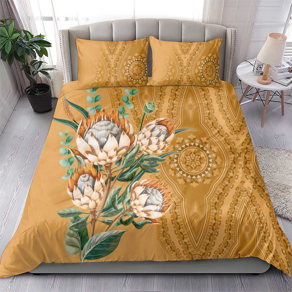 Afro King Proteas Dashiki Motif Bedding Set Gold Style LT9
