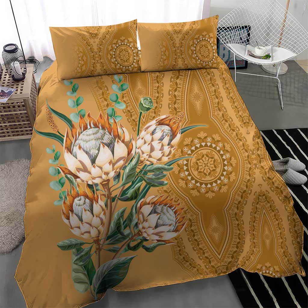 Afro King Proteas Dashiki Motif Bedding Set Gold Style LT9