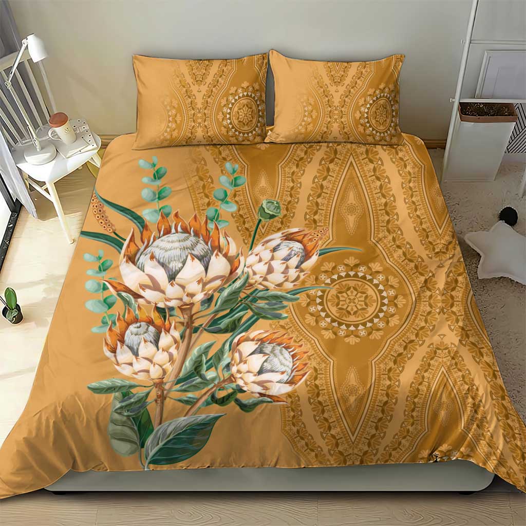 Afro King Proteas Dashiki Motif Bedding Set Gold Style LT9