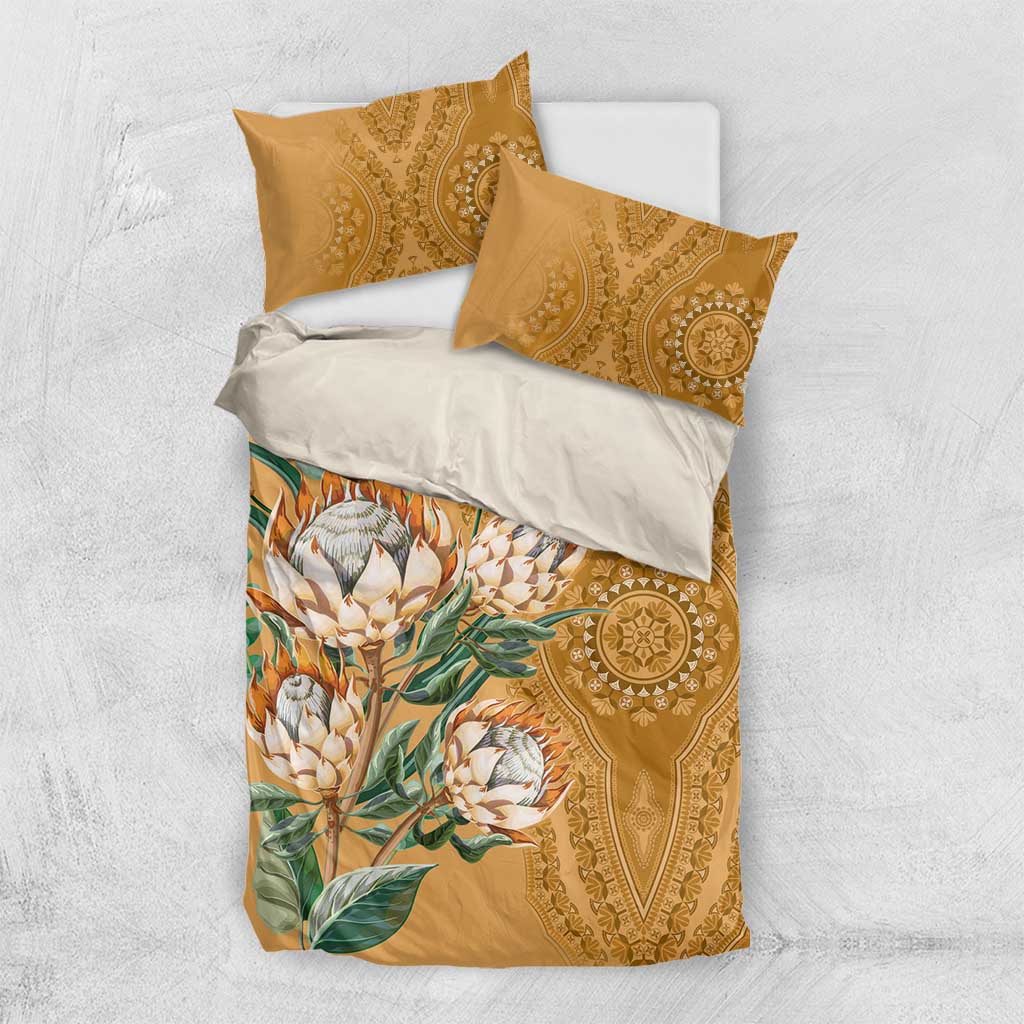 Afro King Proteas Dashiki Motif Bedding Set Gold Style LT9