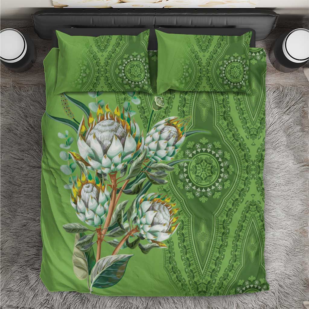 Afro King Proteas Dashiki Motif Bedding Set Green Style LT9