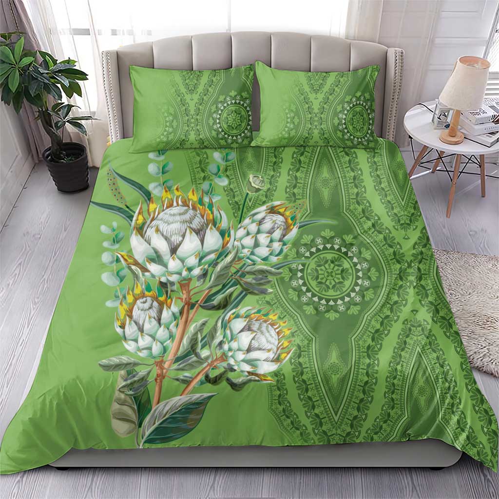 Afro King Proteas Dashiki Motif Bedding Set Green Style LT9