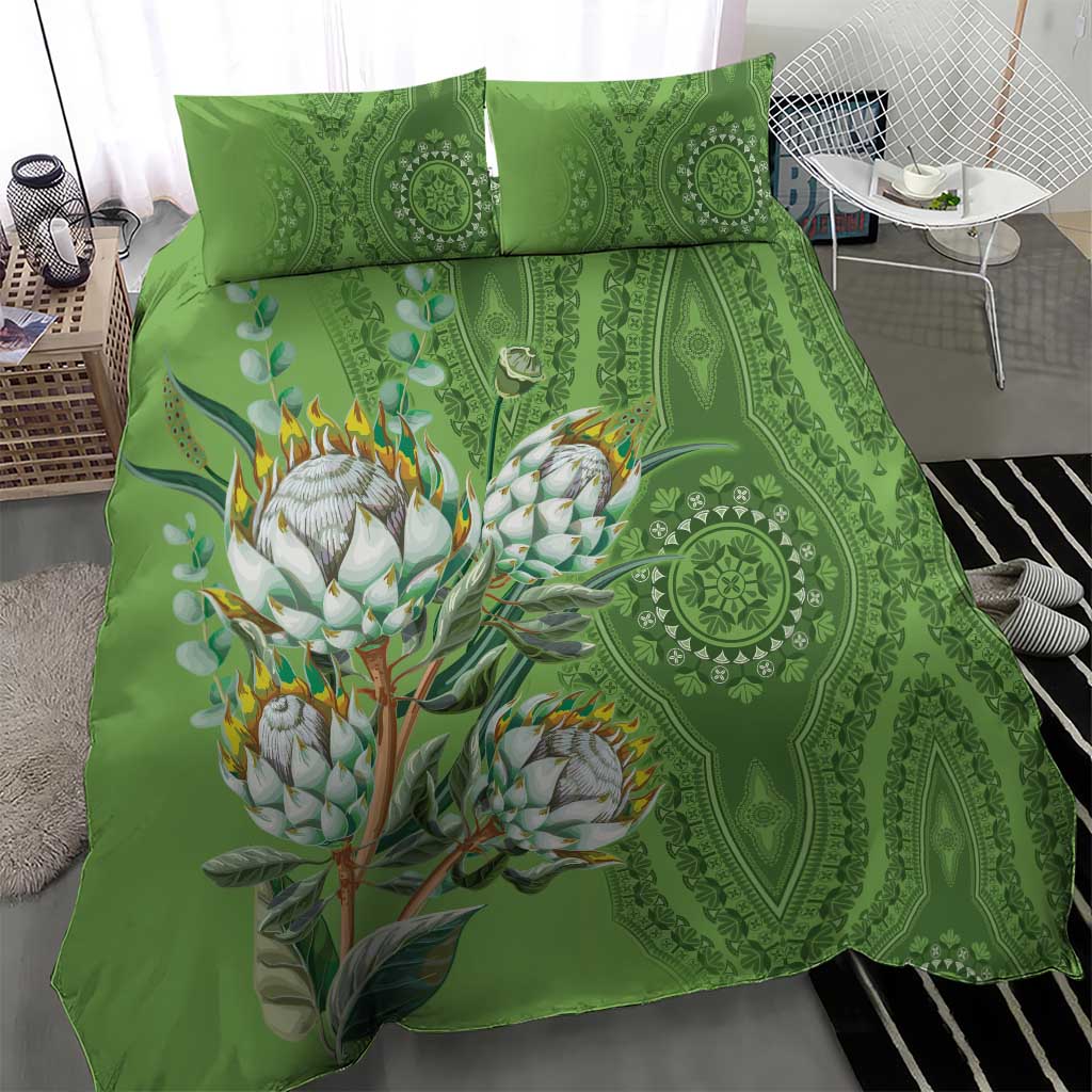 Afro King Proteas Dashiki Motif Bedding Set Green Style LT9