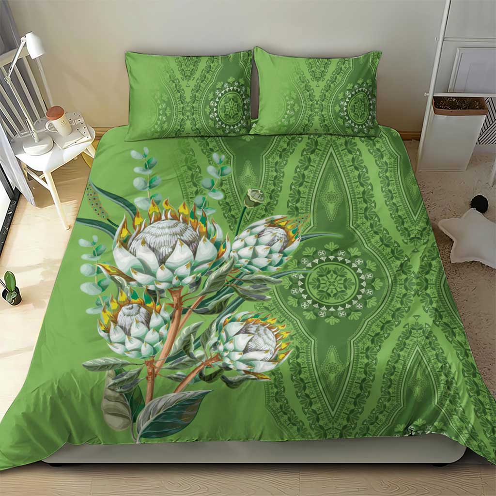 Afro King Proteas Dashiki Motif Bedding Set Green Style LT9