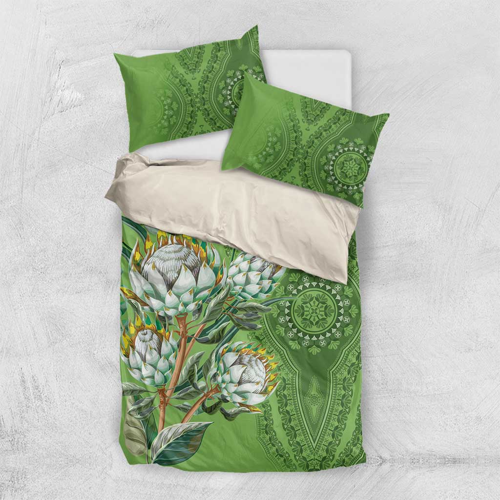 Afro King Proteas Dashiki Motif Bedding Set Green Style LT9