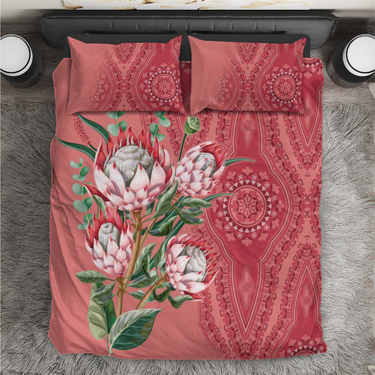 Afro King Proteas Dashiki Motif Bedding Set Peach Style LT9