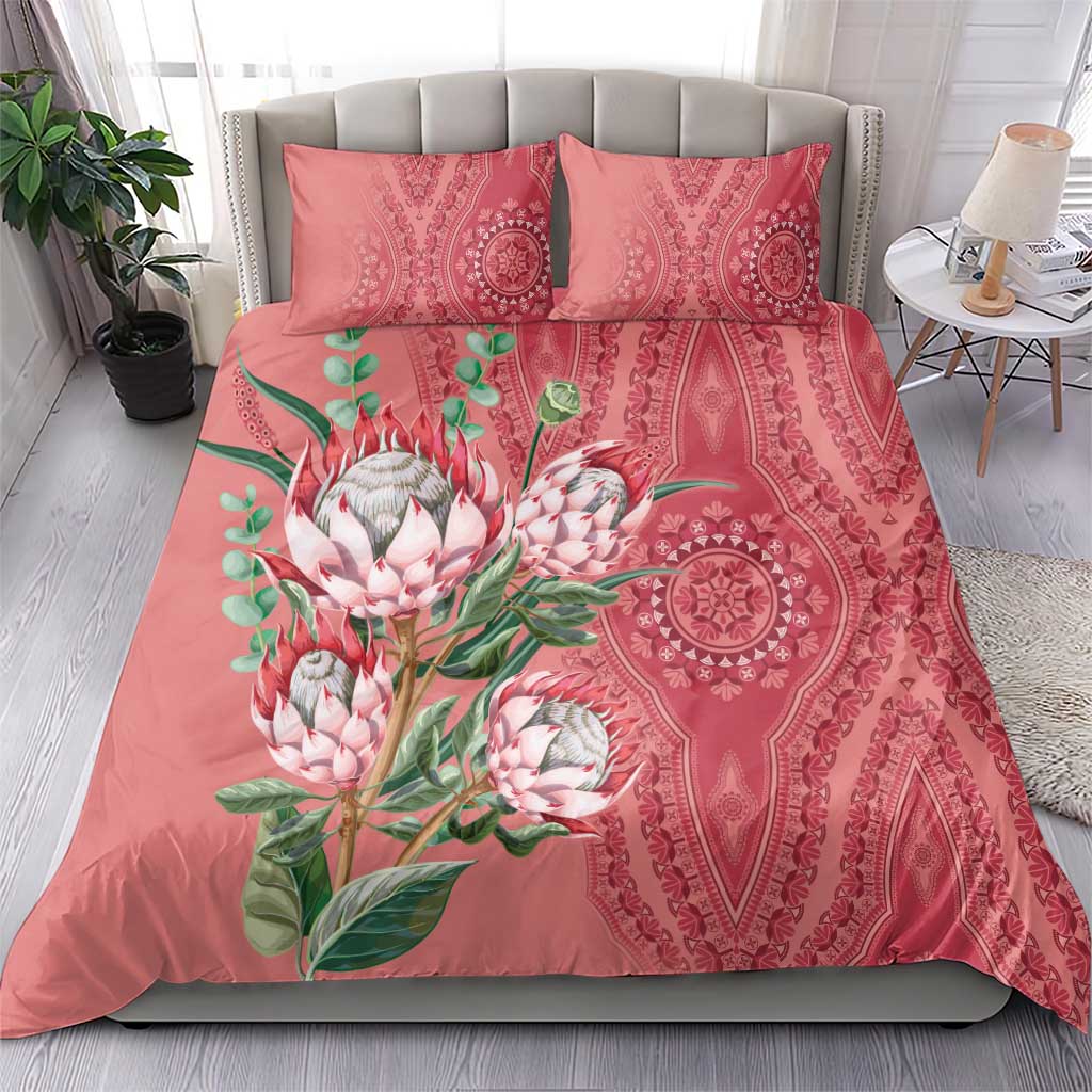 Afro King Proteas Dashiki Motif Bedding Set Peach Style LT9