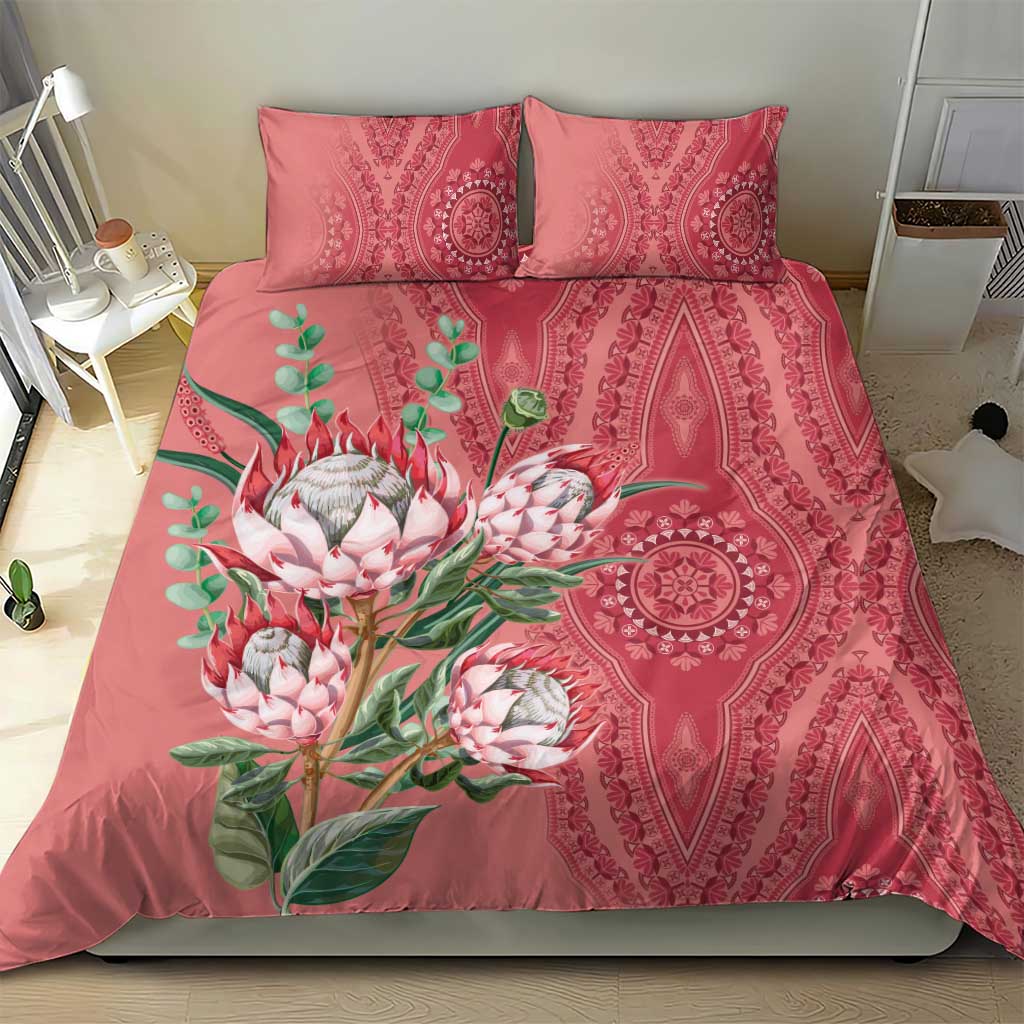 Afro King Proteas Dashiki Motif Bedding Set Peach Style LT9