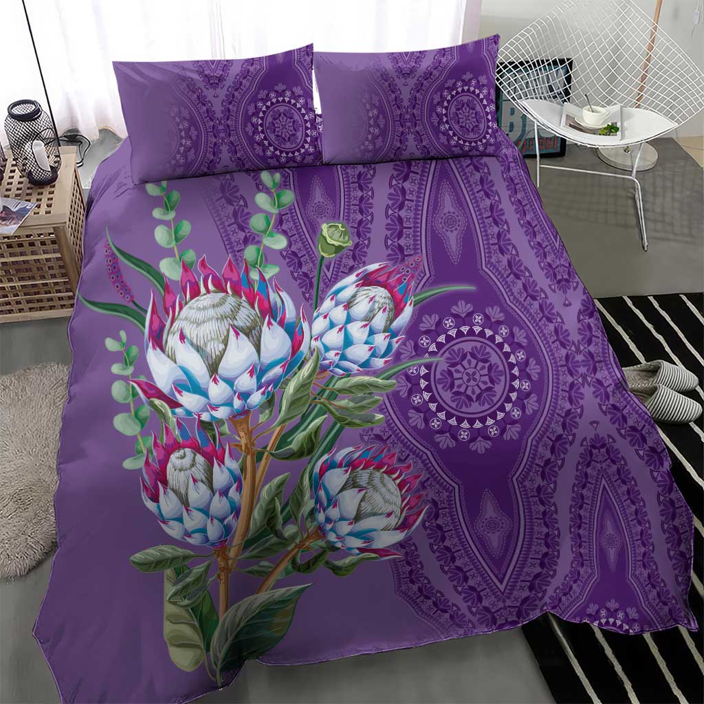 Afro King Proteas Dashiki Motif Bedding Set Violet Style LT9