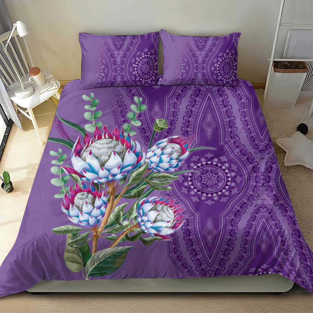 Afro King Proteas Dashiki Motif Bedding Set Violet Style LT9