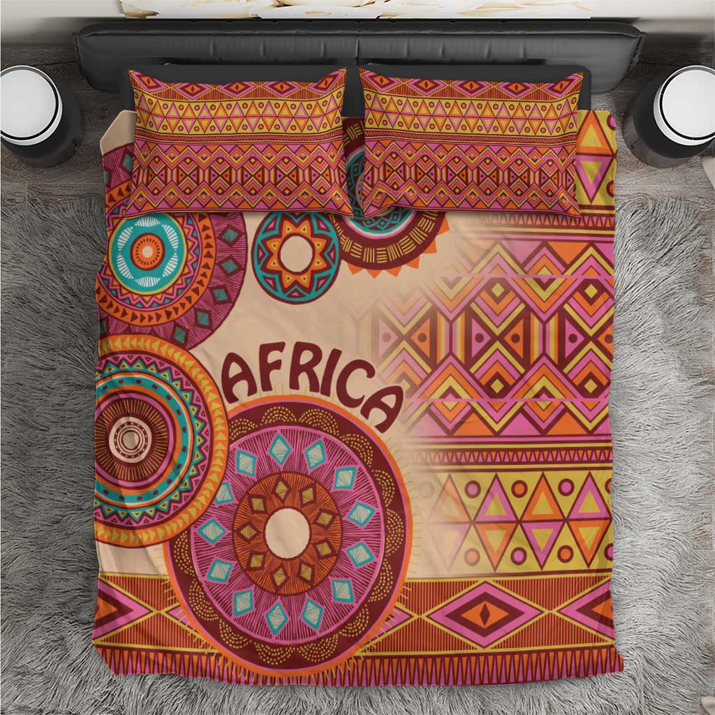 Afro Tribal Traditional Pattern Bedding Set Beige Motif LT9