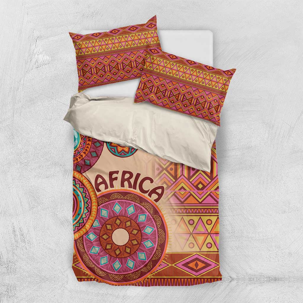 Afro Tribal Traditional Pattern Bedding Set Beige Motif LT9