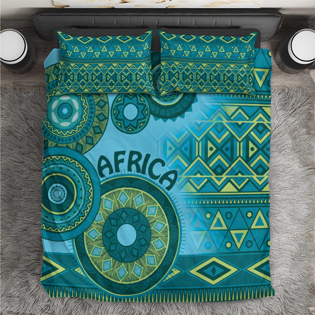 Afro Tribal Traditional Pattern Bedding Set Blue Motif LT9