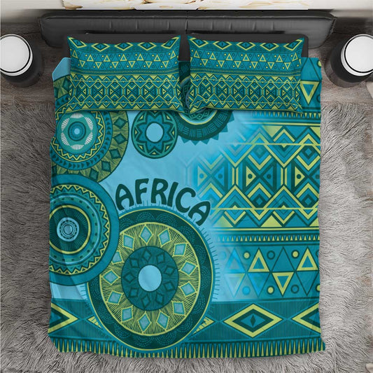 Afro Tribal Traditional Pattern Bedding Set Blue Motif LT9