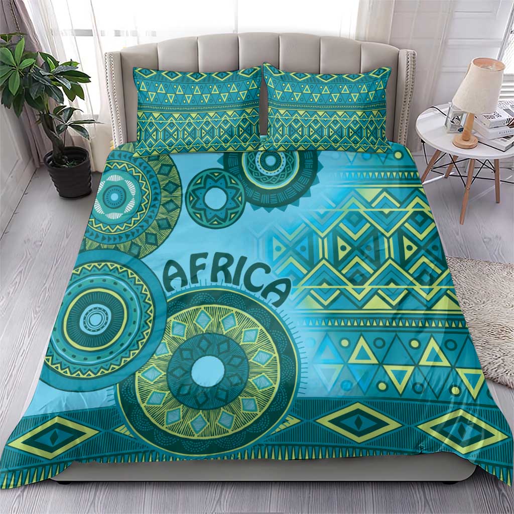 Afro Tribal Traditional Pattern Bedding Set Blue Motif LT9