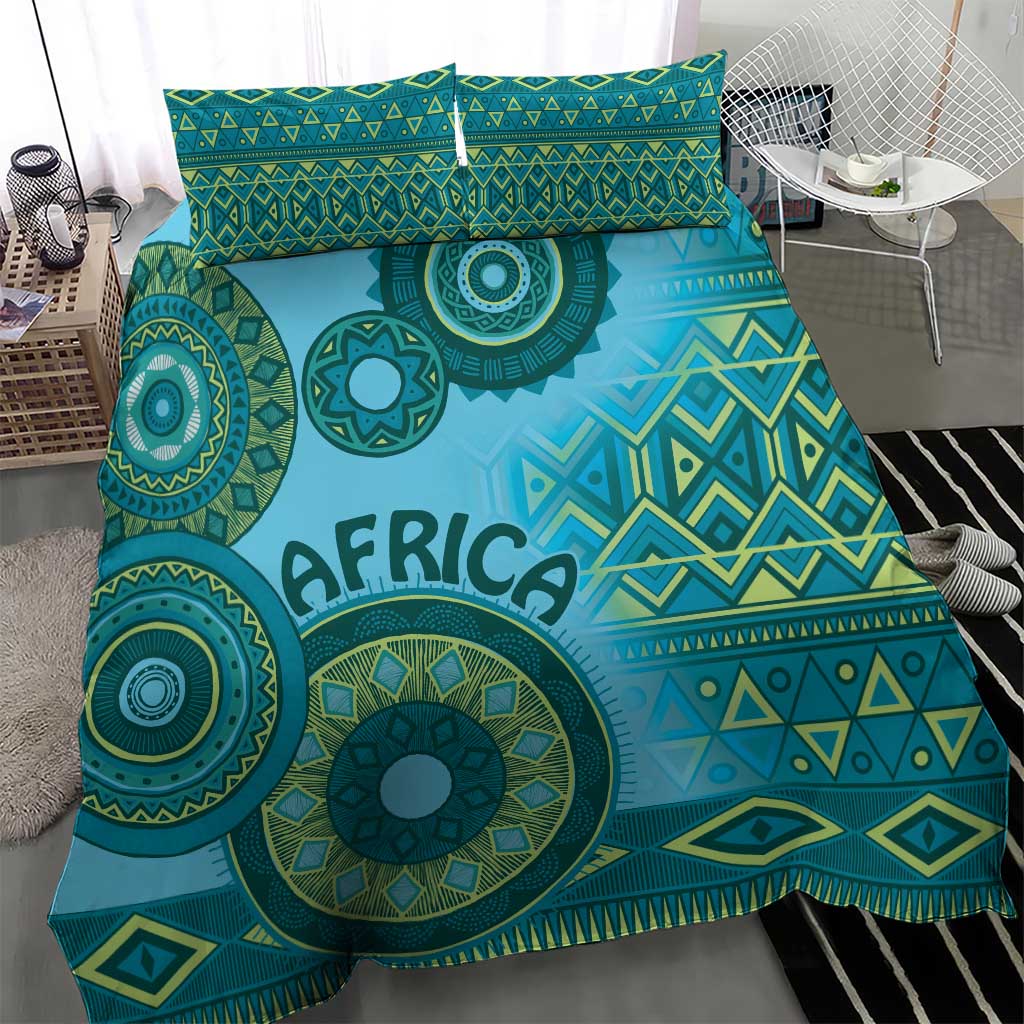 Afro Tribal Traditional Pattern Bedding Set Blue Motif LT9