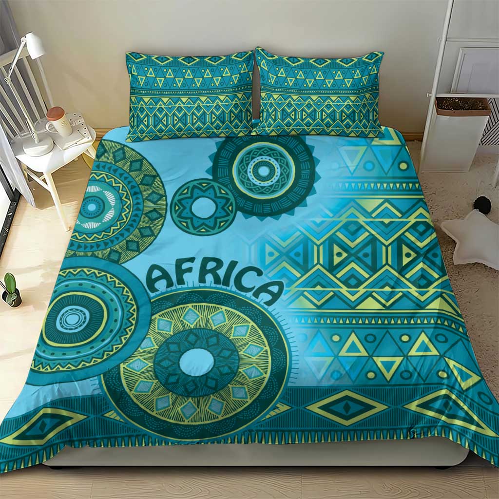 Afro Tribal Traditional Pattern Bedding Set Blue Motif LT9