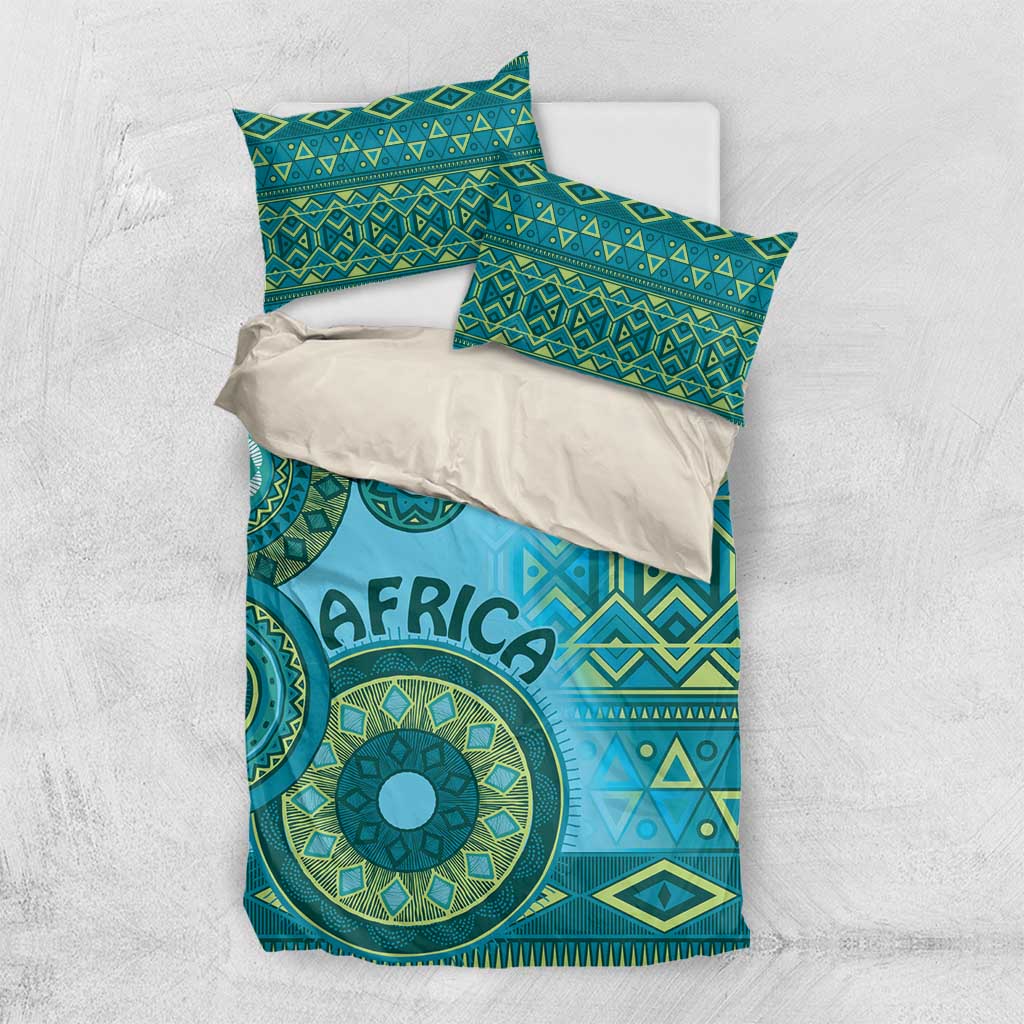 Afro Tribal Traditional Pattern Bedding Set Blue Motif LT9