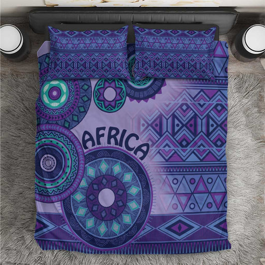 Afro Tribal Traditional Pattern Bedding Set Purple Motif LT9