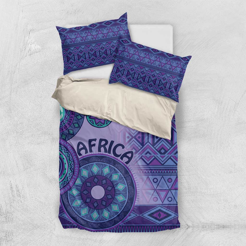 Afro Tribal Traditional Pattern Bedding Set Purple Motif LT9