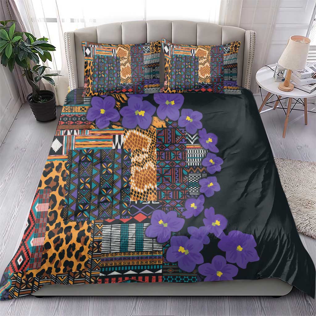 Afro Violets Flowers Bedding Set Mix Native Tribal Pattern LT9