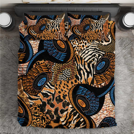 African Ankara Motifs Mixed Animal Skins Bedding Set LT9