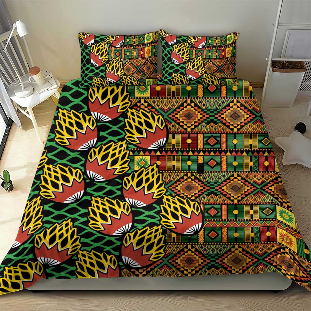 African Tribal Geometric Mixed Kanga Pattern Bedding Set LT9