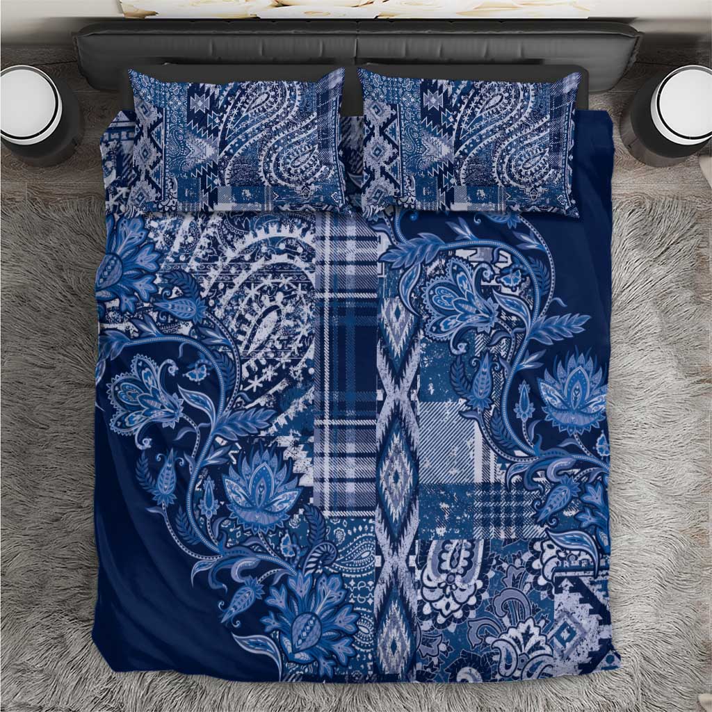 Afro Floral mix Maasai Shuka Bedding Set Blue Moitf LT9
