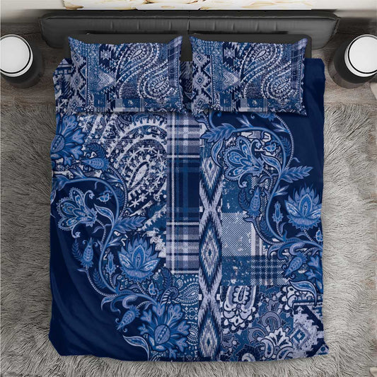 Afro Floral mix Maasai Shuka Bedding Set Blue Moitf LT9